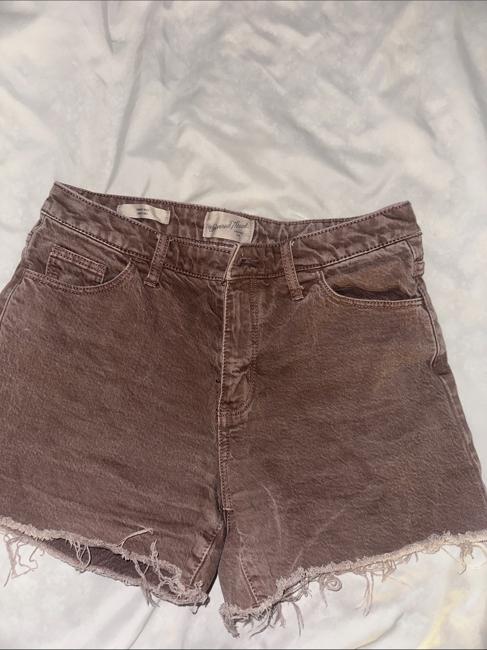 Universal Thread Brown High-Rise Distressed Denim Shorts